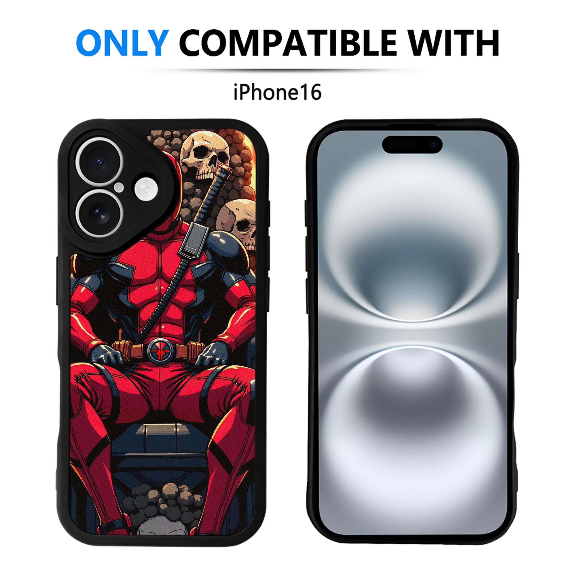 （画像用） Deadpool デッドプール 【iPhone 16シリーズ対応】シリコンスマホケース（レザー調） 材質：シリコン